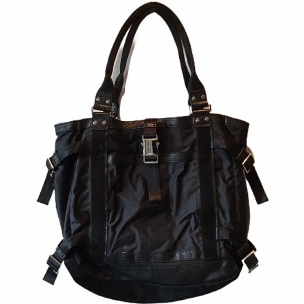 DKNY Nylon Suede and Leather Tote Bag Black